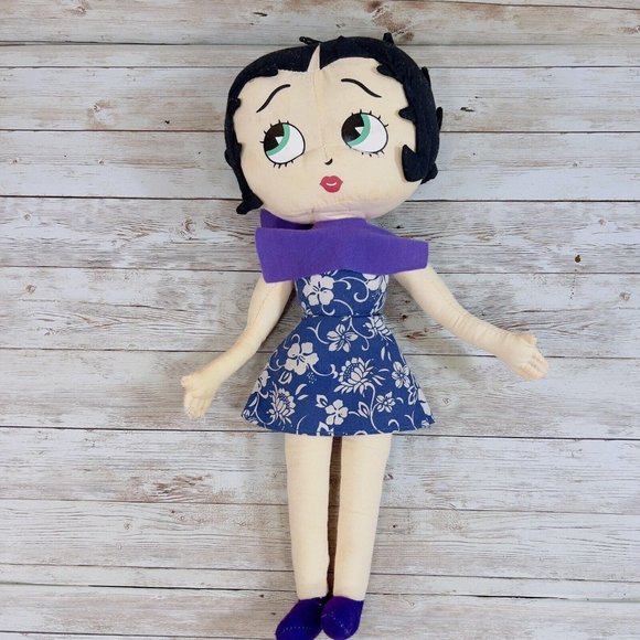 Kellytoy Other - Kellytoy Vintage 2005 Betty Boop 16" Plush Stuffed Toy Doll Blue Floral Dress